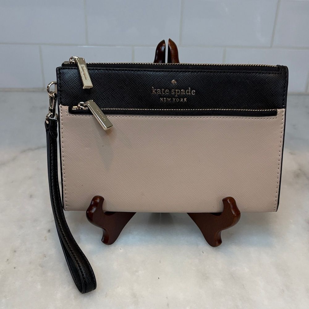 Kate Spade Colorblock Saffiano Leather XL Wristlet Clutch Pouch Wallet